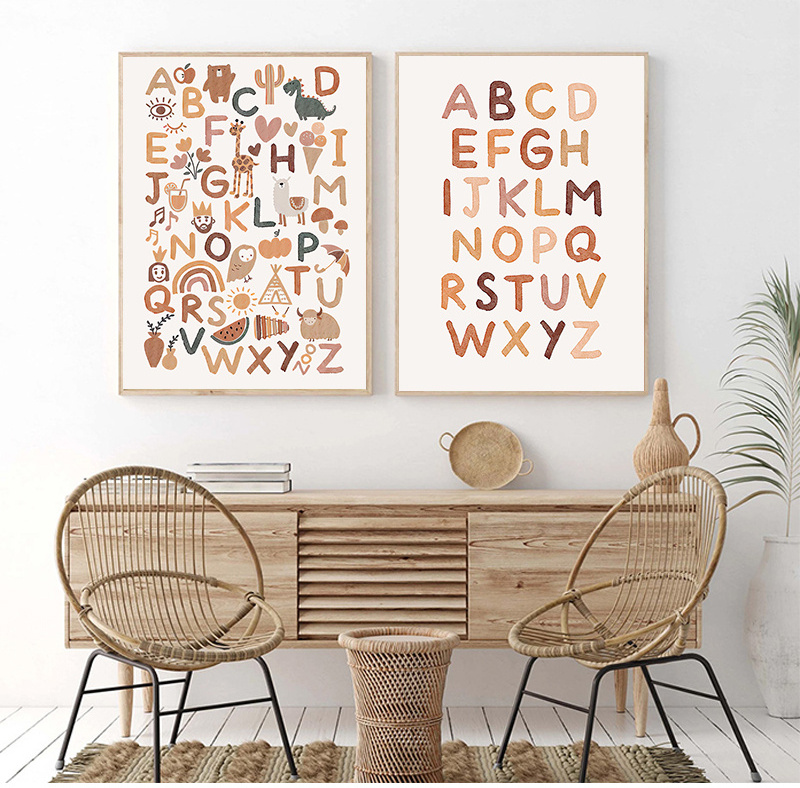 ABC Alphabet Poster Nursery Canvas Print Pictures custom poster frame home decor canvas painting wall art