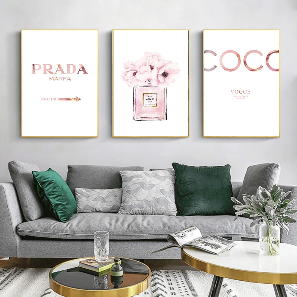 Quotes Print Painting Perfume Art Poster Watercolor Canvas Painting Abstract Poster Print Pink Wall Pictures For Bedroom Decor