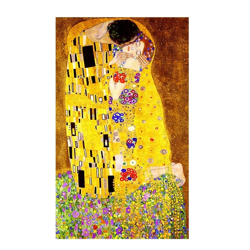 Classic Artist Gustav Klimt kiss Abstract Oil Painting on Canvas Print Poster Modern Art Wall Pictures For Living Room Cuadros