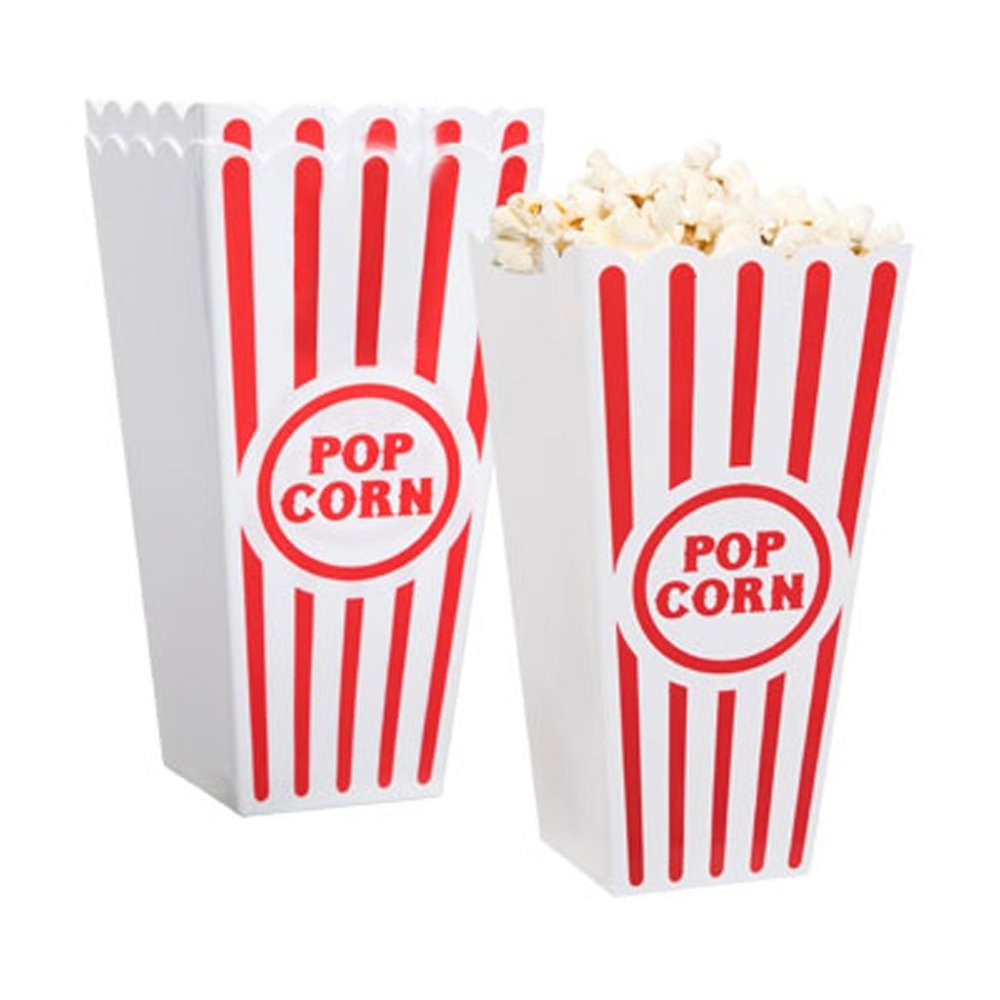 Plastic Red White Striped Classic Popcorn Boxes Containers Reusable Popcorn Tub Bucket