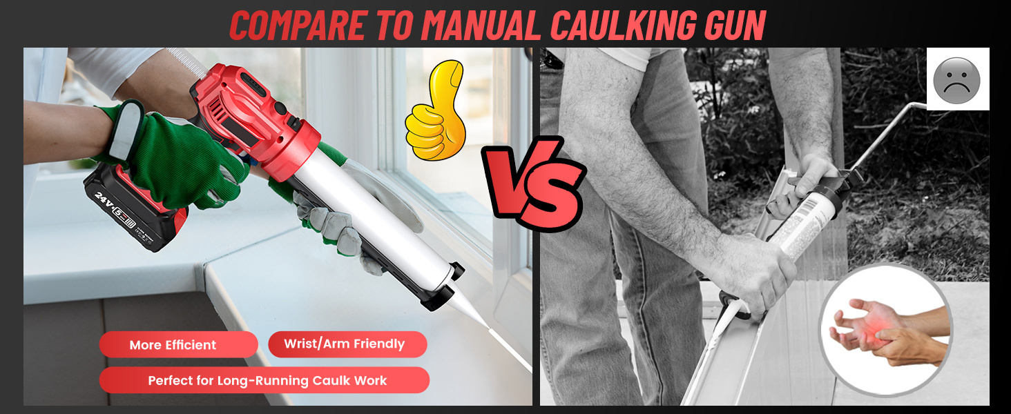 21V Battery Operated Caulk Gun w/2 x 2.0AH Battery & Charger Electric Caulking Gun