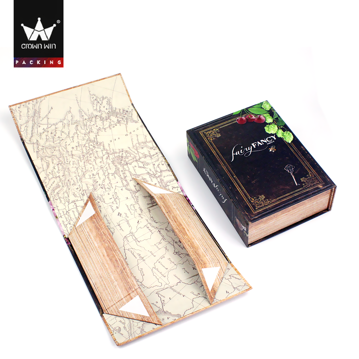 Crown win comic carton fake storage book shaped gift box decorative foldable packaging certificate envelopes luxury paper boxes