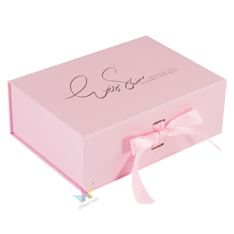 Pink Paper Custom Logo Design Magnetic Closure Cardboard Packaging Box For Gift