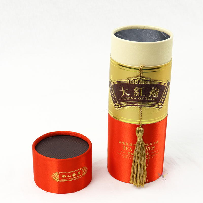 Custom Printed Paper Tea Canister Round Packaging Boxes Paper Tube Cylinder Tea Packaging Box