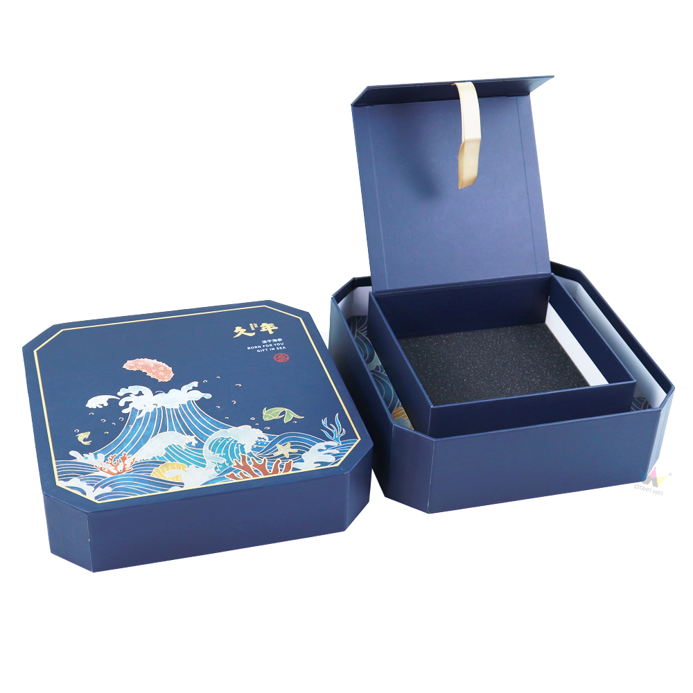 Crown Win luxury custom Eight-sided lid and base gift box octagonal boxes with lid magnet storage package with ribbon Boxes set