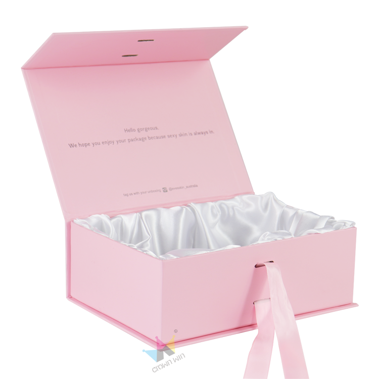 Pink Paper Custom Logo Design Magnetic Closure Cardboard Packaging Box For Gift