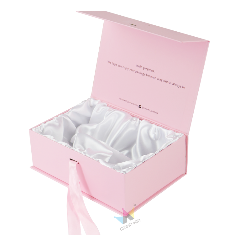 Pink Paper Custom Logo Design Magnetic Closure Cardboard Packaging Box For Gift