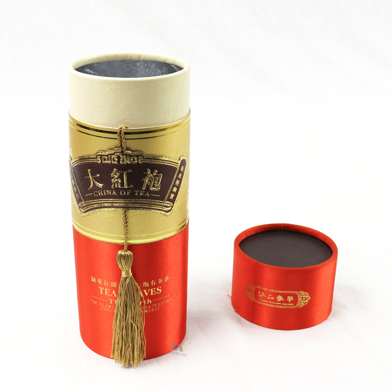 Custom Printed Paper Tea Canister Round Packaging Boxes Paper Tube Cylinder Tea Packaging Box