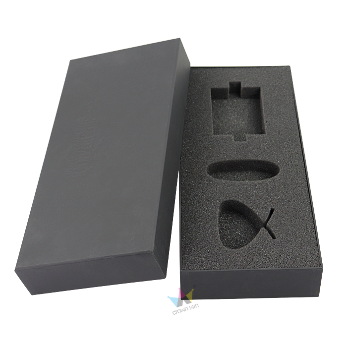 Crown win custom packaging boxes for small business black luxury pr gift box with eva foam insert gift pack paper boxes With Lid