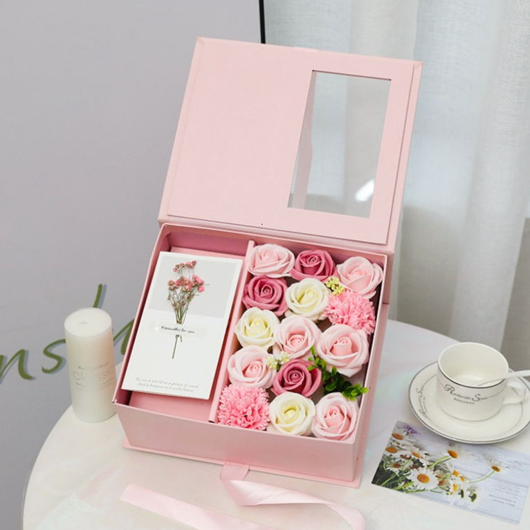 Wholesale Happy Mothers Day Flower Gift Box New Design Rectangle Arrangement I Love Mom Flower Gifts and Crafts Rigid Fold Boxes