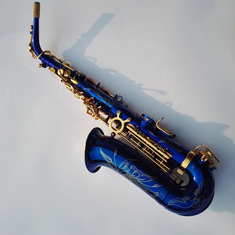 blue alto saxophone, blue colored alto saxophone