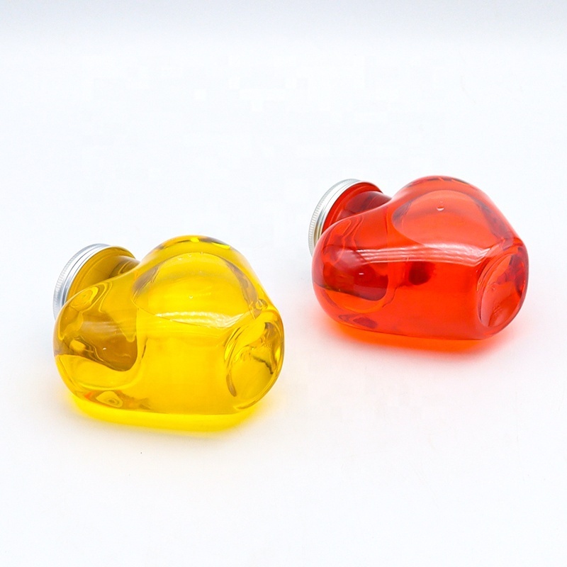 PET plastic clear heart shape container empty tea nut snacks storage jar plastic cute candy jar