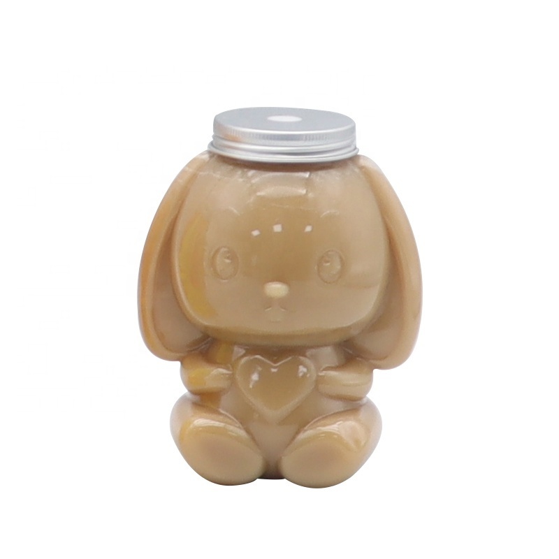 Factory sale 500ml New Animal Cute Rabbit Shaped Transparent Plastic Juice Beverage Bottles