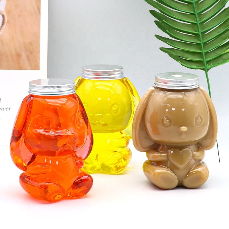 Factory sale 500ml New Animal Cute Rabbit Shaped Transparent Plastic Juice Beverage Bottles