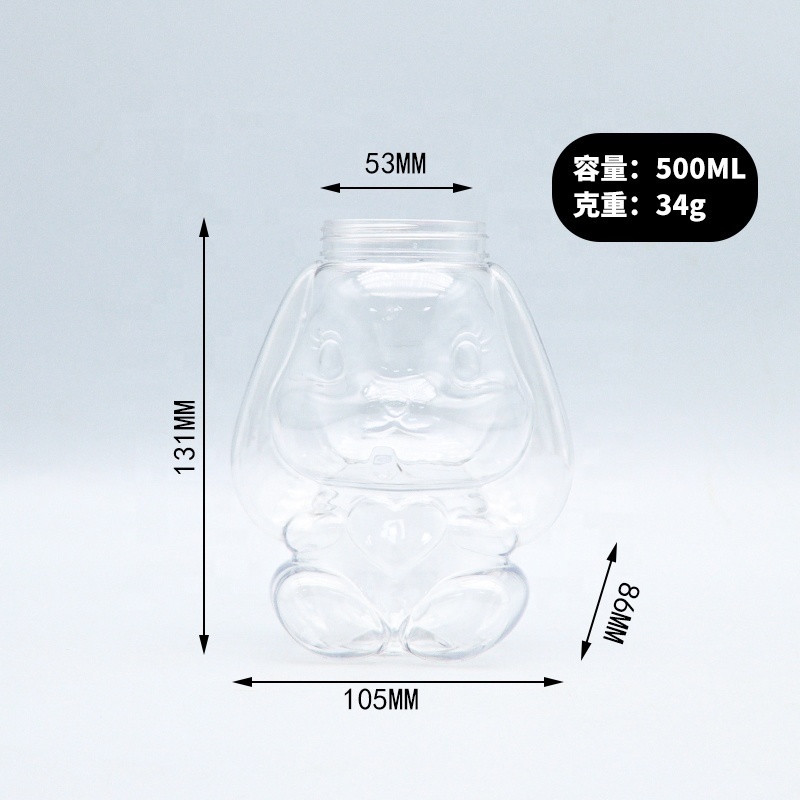 Factory sale 500ml New Animal Cute Rabbit Shaped Transparent Plastic Juice Beverage Bottles