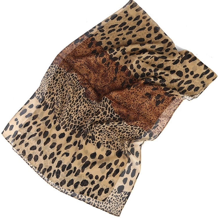 Fashion Custom Print Silk Chiffon Scarf,Animal Leopard Printed Scarf Women