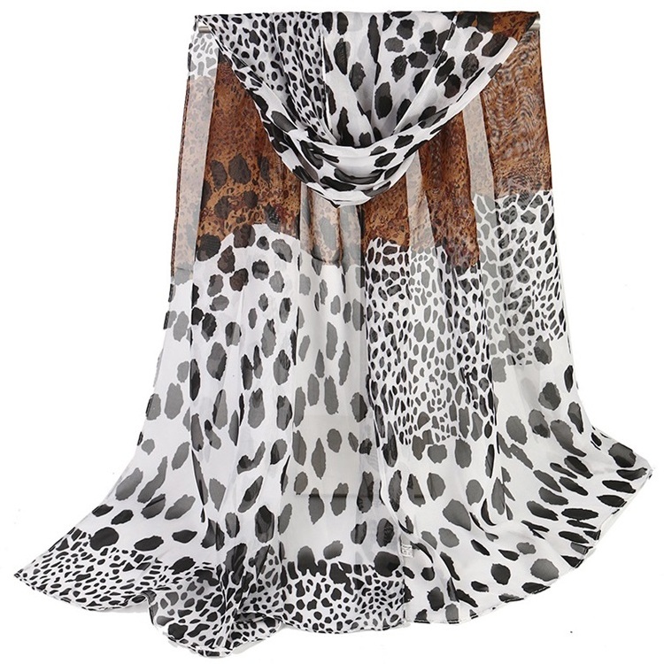 Fashion Custom Print Silk Chiffon Scarf,Animal Leopard Printed Scarf Women