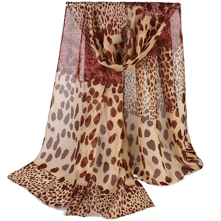 Fashion Custom Print Silk Chiffon Scarf,Animal Leopard Printed Scarf Women