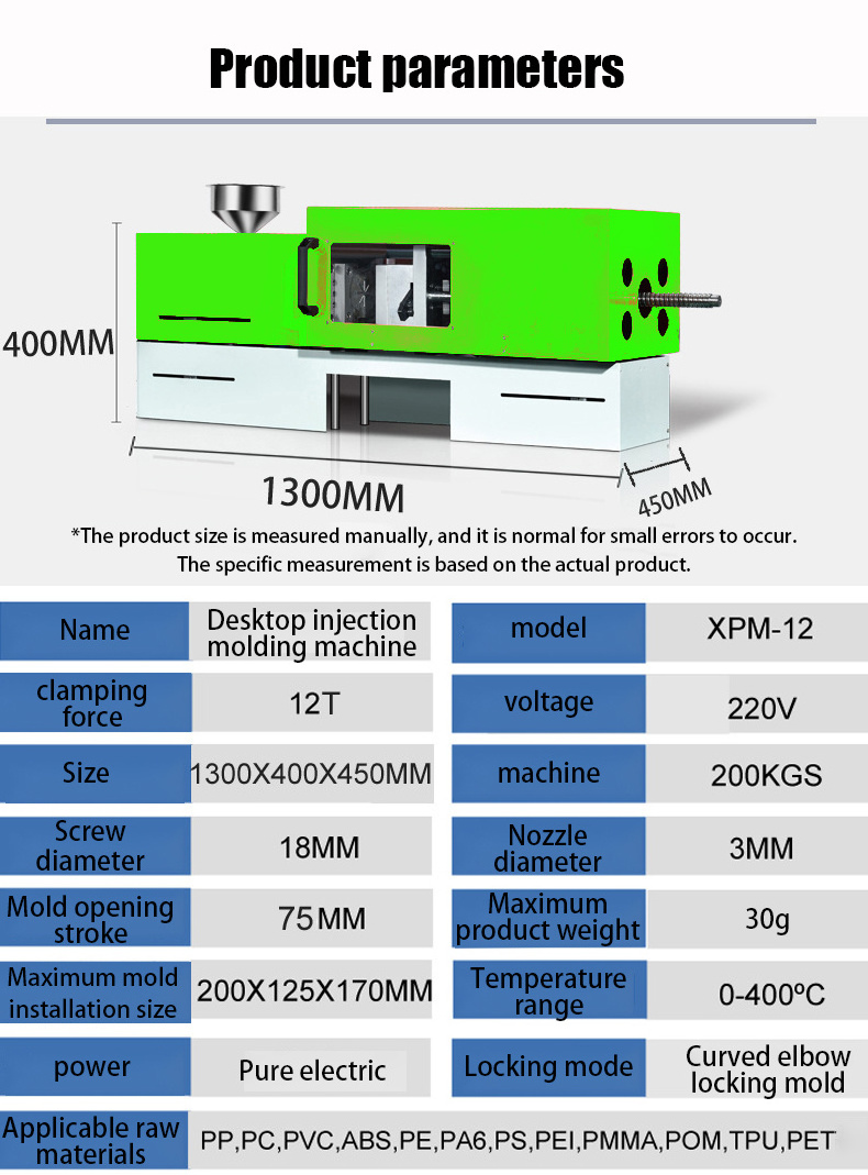 CRTOP Brand Hot Sale PP PE PET ABS PA6 PA66 PBT PEI PMMA Desktop Small Injection Moulding Machine for Plastic Parts Injection