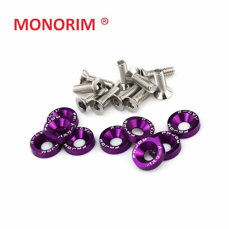 Monorim Anodised Rainbow Color  Modification Aluminum Fender Washer With Bolt