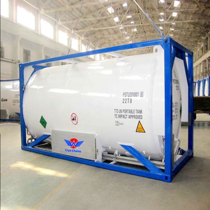 Chemical 1000 Liter 20 Ton Lng Lpg Iso Container Tank For Liquid Helium Ammonia Ln2 CO2 Sodium Hypochlorite