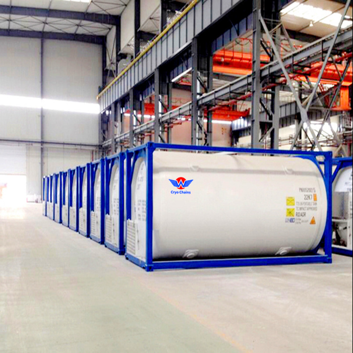 Chemical 1000 Liter 20 Ton Lng Lpg Iso Container Tank For Liquid Helium Ammonia Ln2 CO2 Sodium Hypochlorite