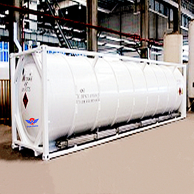 Chemical 1000 Liter 20 Ton Lng Lpg Iso Container Tank For Liquid Helium Ammonia Ln2 CO2 Sodium Hypochlorite