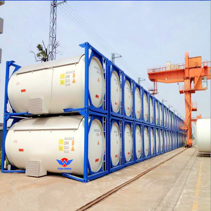 Chemical 1000 Liter 20 Ton Lng Lpg Iso Container Tank For Liquid Helium Ammonia Ln2 CO2 Sodium Hypochlorite