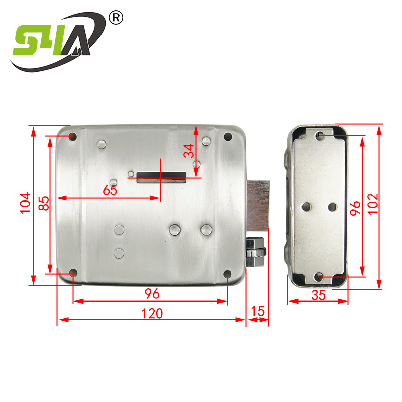 S4A Double Cylinder electric rim lock  Iron Nickle-Plated High-Copy SS304 for access control system