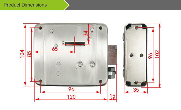 S4A Double Cylinder electric rim lock  Iron Nickle-Plated High-Copy SS304 for access control system