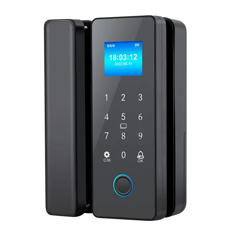 Automatic Biometric Tuya Fingerprint Lock With Card Passcode Key Unlock Frame Frameless Sliding Glass Door Lock