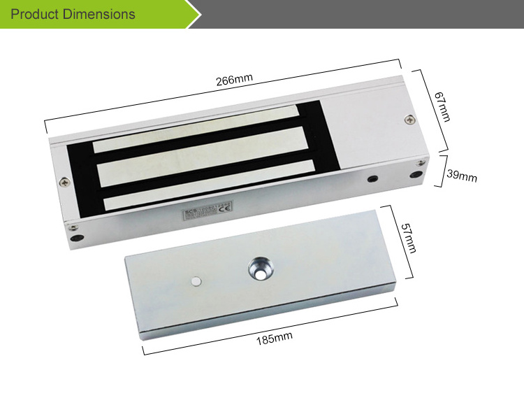 Single door 500KG Magnetic lock built in LED and door sensor and time delay for electro magnetic lock