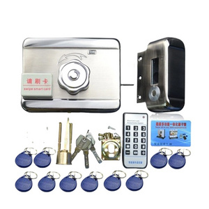 electric rim lock  with remote, fobs and keys to open the door for access control system