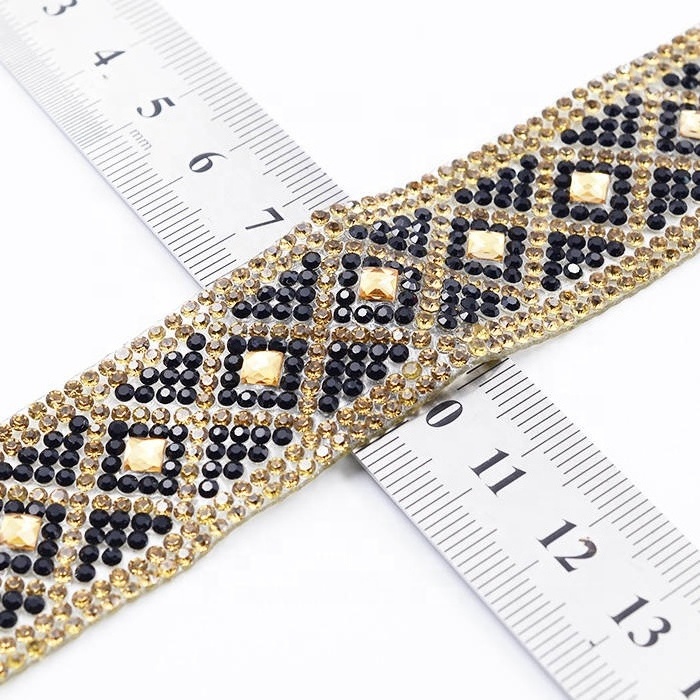 Glass stones adhesive tape hot fix rhinestone trimming for dress