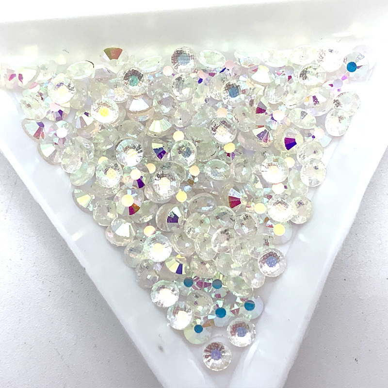 Factory direct sale clear crystal AB TRANSPARENT GLUE flat back hot fix rhinestones ss6 and ss10 bulk package