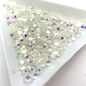 Factory direct sale clear crystal AB TRANSPARENT GLUE flat back hot fix rhinestones ss6 and ss10 bulk package