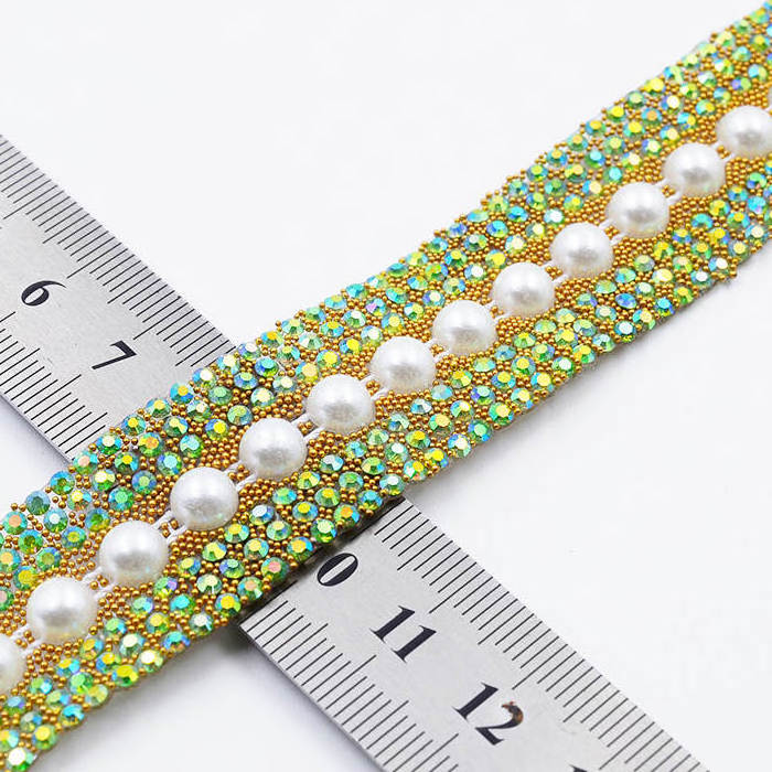 Iron-on self adhesive hotfix heat transfer pearls beads strass tape