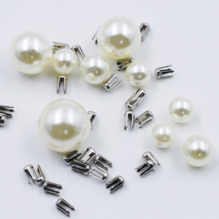 Factory direct sale claw nails applying no holes ivory white n cream white 6mm ABS pearl beads for garment decoration