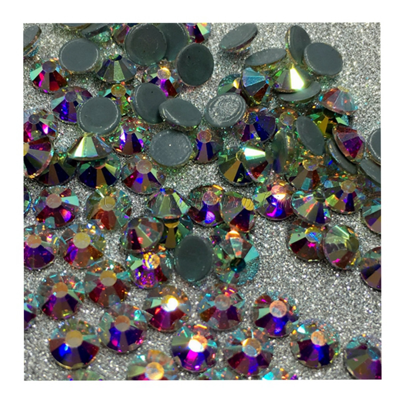 Bulk Wholesale Glass Crystal Rhinestone glue backside AB Crystal Rhinestones High Quality Hot Fix Flatback Rhinestone