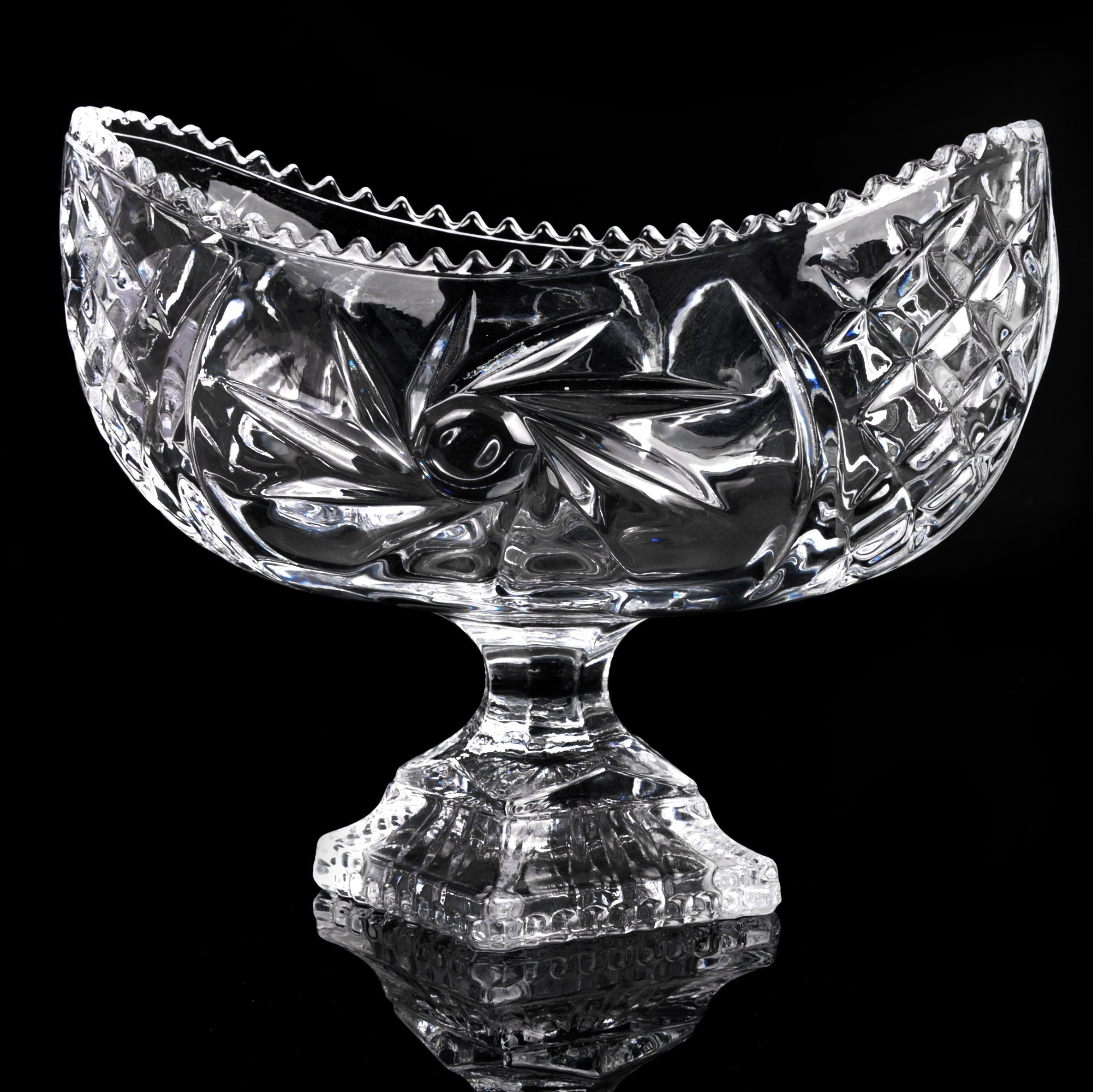 Boat Square Compote 6 Inch Clear Glass Snack Bowl Star Cut Smoothie Triangle Glass Bowls