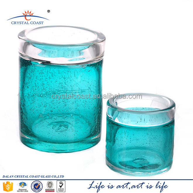 New style bubble glass hurricane candle glass jar for home decoration