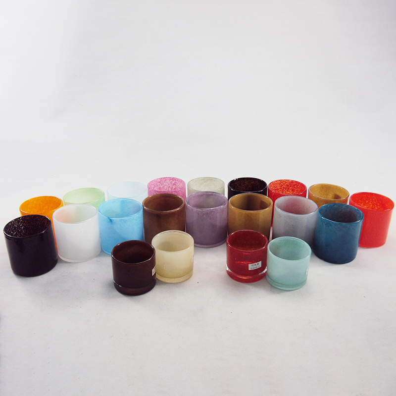 11oz Multi Color Empty Candle Vessels Double Wall Luxury Glass Jars for Soy Wax Votive Candle Holder