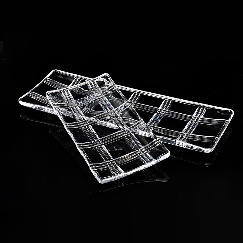 Wholesale Wedding Glass Charger Plates Rectangle Clear Glass Dinnerware Elegant Glass Wedding Plate Dish