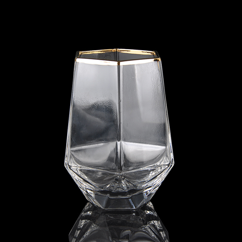 Custom Logo Stemless Wine Glasses With Logo Manufacturers 18K Gold Hands Made Cut Crystal Italian Wine Glasses