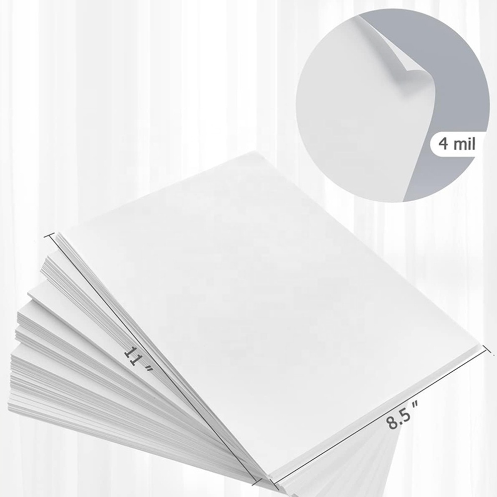 Custom Waterproof Wholesale Glossy White 8.5X11 A4 Size Transfer Film Printable Laser Vinyl Sticker Paper Gloss Thick