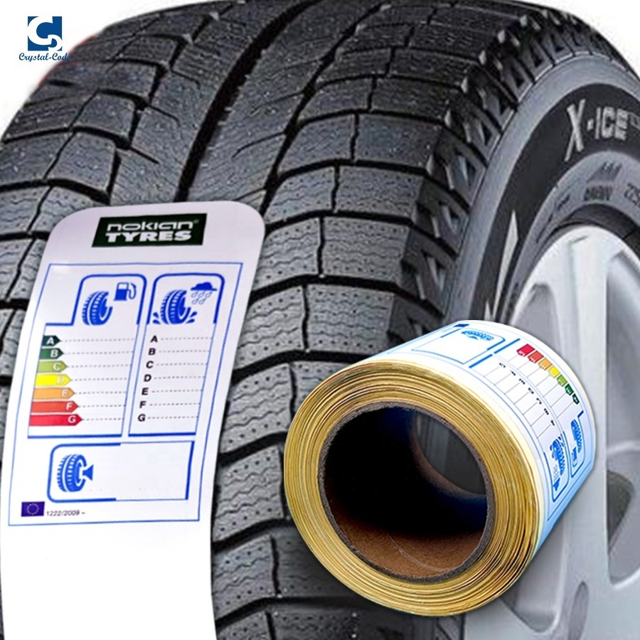 Custom Printing Rubber Tyre Stickers Adhesive Tire Label Heat Sensitive PVC Accept