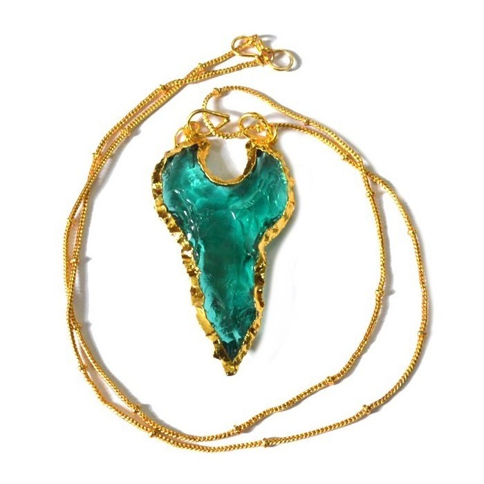 Supplier of Aqua Glass Moon shape Arrowheads Necklace : Aqua Glass Moon shape Arrowheads Necklace For Sale