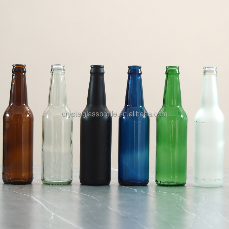 beer glass bottle clear brown blue black green beer bottle 330ml 500 ml brown beer bottle 500ml 650 750 1000ml  with cap lid