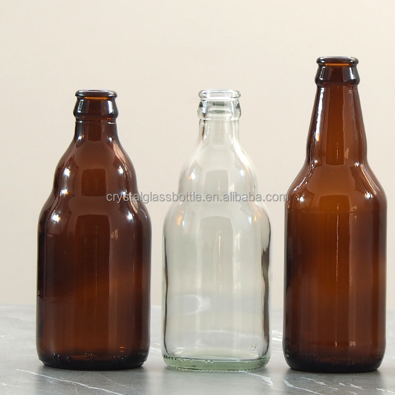 beer glass bottle clear brown blue black green beer bottle 330ml 500 ml brown beer bottle 500ml 650 750 1000ml  with cap lid