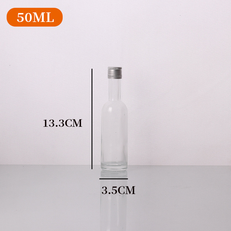 50ml  small mini capacity round square reusable glass liquor wine spirits bottle for vodka gin whisky tequila brandy